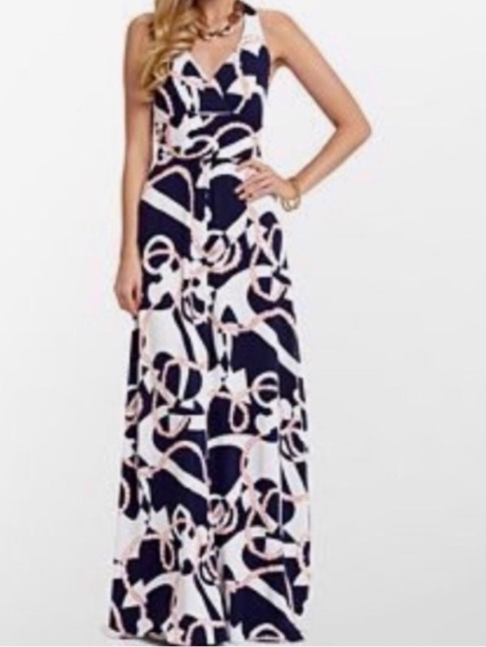 Like New Lilly Pulitzer Nautical Maxi Dress Size Med - Picture 2 of 9